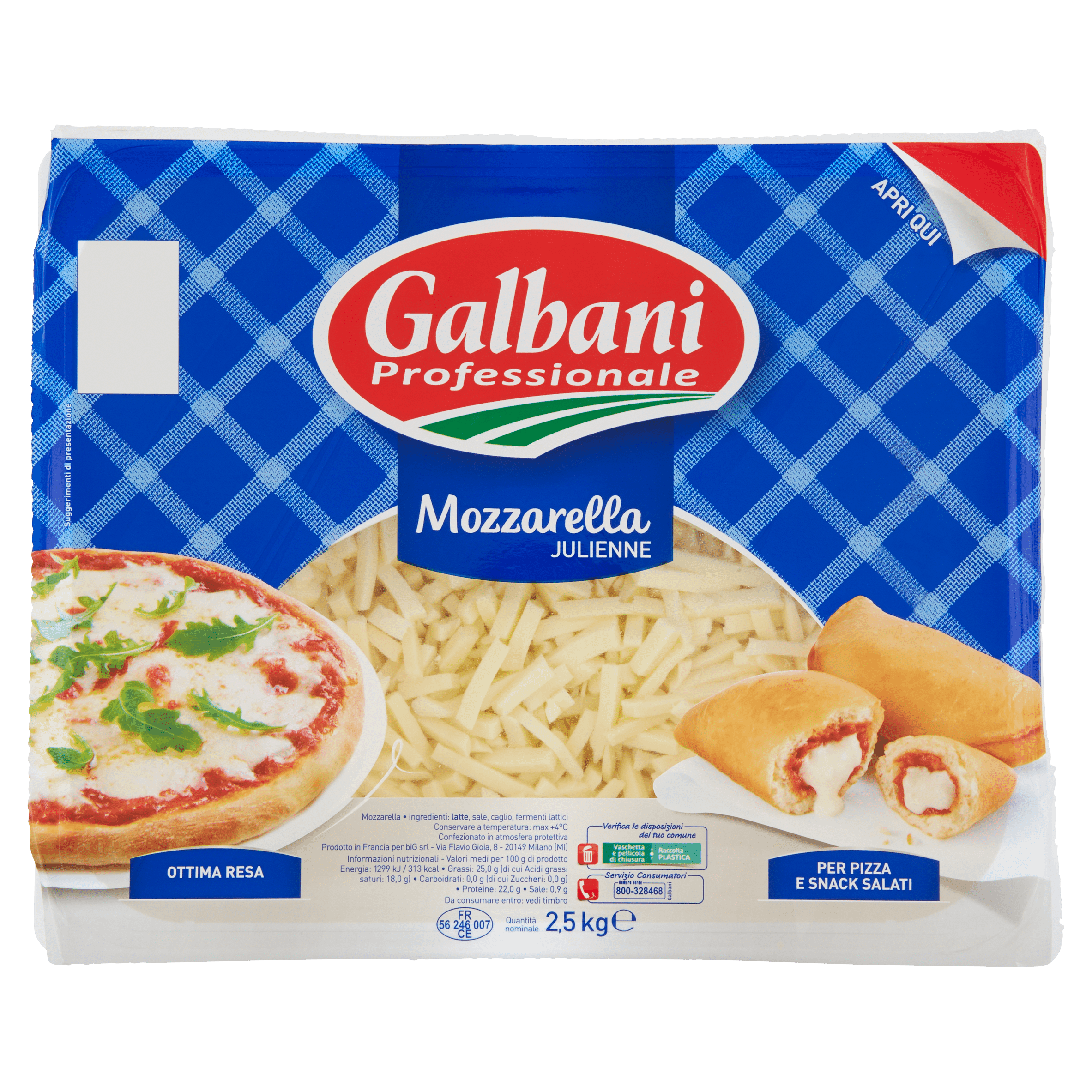Galbani Professionale Mozzarella Julienne 2,5 kg